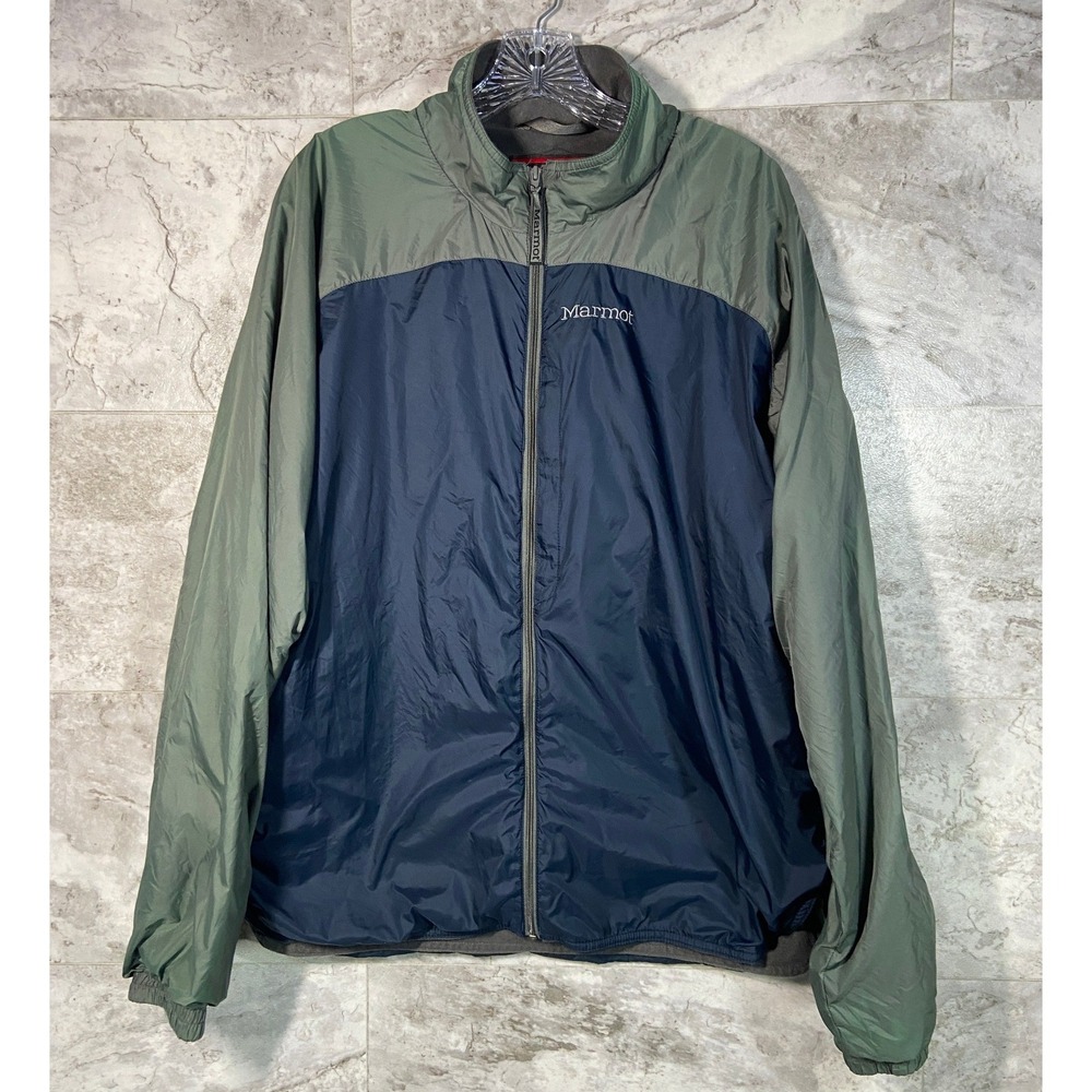 Marmot Men's Sz L Green/Blue Colorblock Lightweight Windbreaker Jacket Full‎ Zip